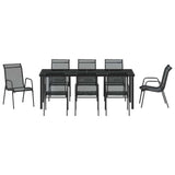 Garden Dining Set 9 pcs Black Powder-Coated Steel