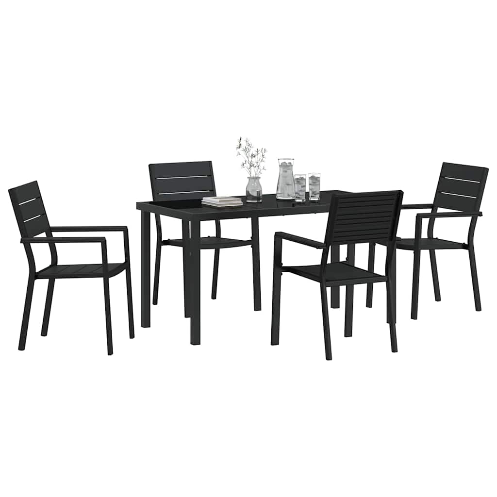 Garden Dining Set 5 pcs Black HDPE