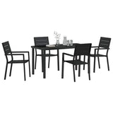 Garden Dining Set 5 pcs Black HDPE