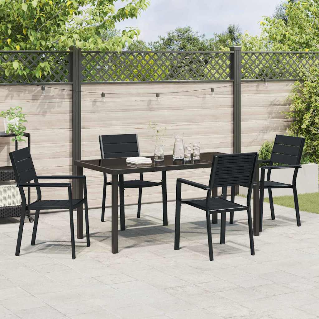 Garden Dining Set 5 pcs Black HDPE