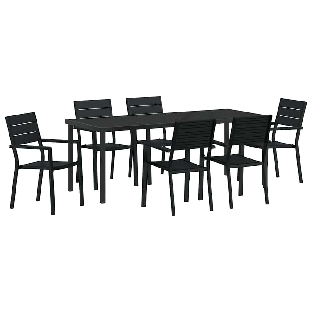 Garden Dining Set 7 pcs Black Powder-Coated Steel