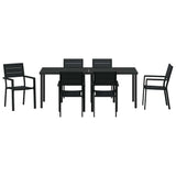 Garden Dining Set 7 pcs Black Powder-Coated Steel