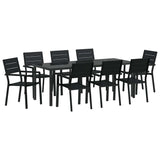 Garden Dining Set 9 pcs Black Powder-Coated Steel