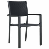 Garden Dining Set 5 pcs Black Poly rattan