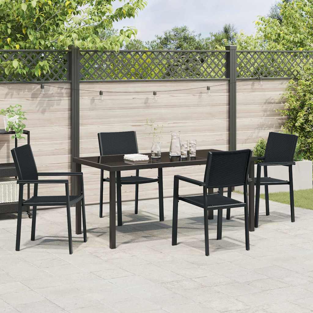 Garden Dining Set 5 pcs Black Poly rattan
