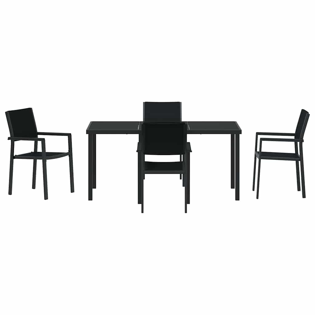 Garden Dining Set 5 pcs Black Poly rattan