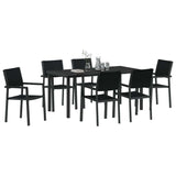 Garden Dining Set 7 pcs Black Poly rattan