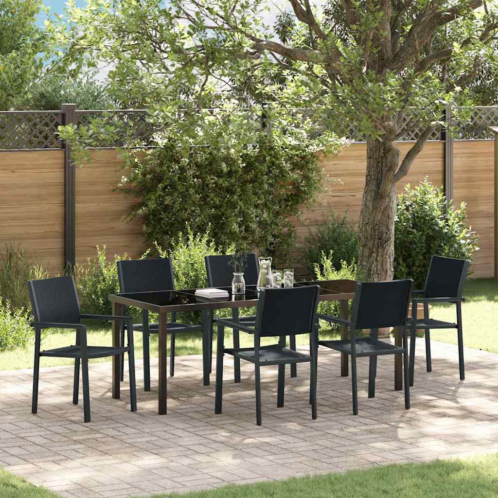 Garden Dining Set 7 pcs Black Powder-Coated Steel
