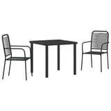 Garden Dining Set 3 pcs Black Cotton rope and steel