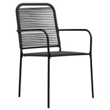 Garden Dining Set 3 pcs Black Cotton rope and steel
