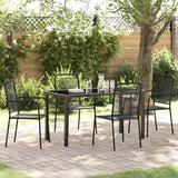 Garden Dining Set 5 pcs Black Cotton rope and steel
