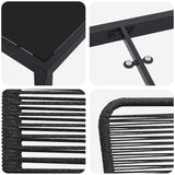 Garden Dining Set 5 pcs Black Cotton rope and steel