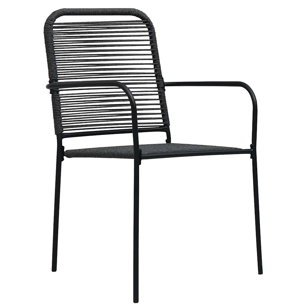 Garden Dining Set 5 pcs Black Cotton rope and steel
