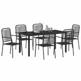 Garden Dining Set 7 pcs Black Cotton rope and steel