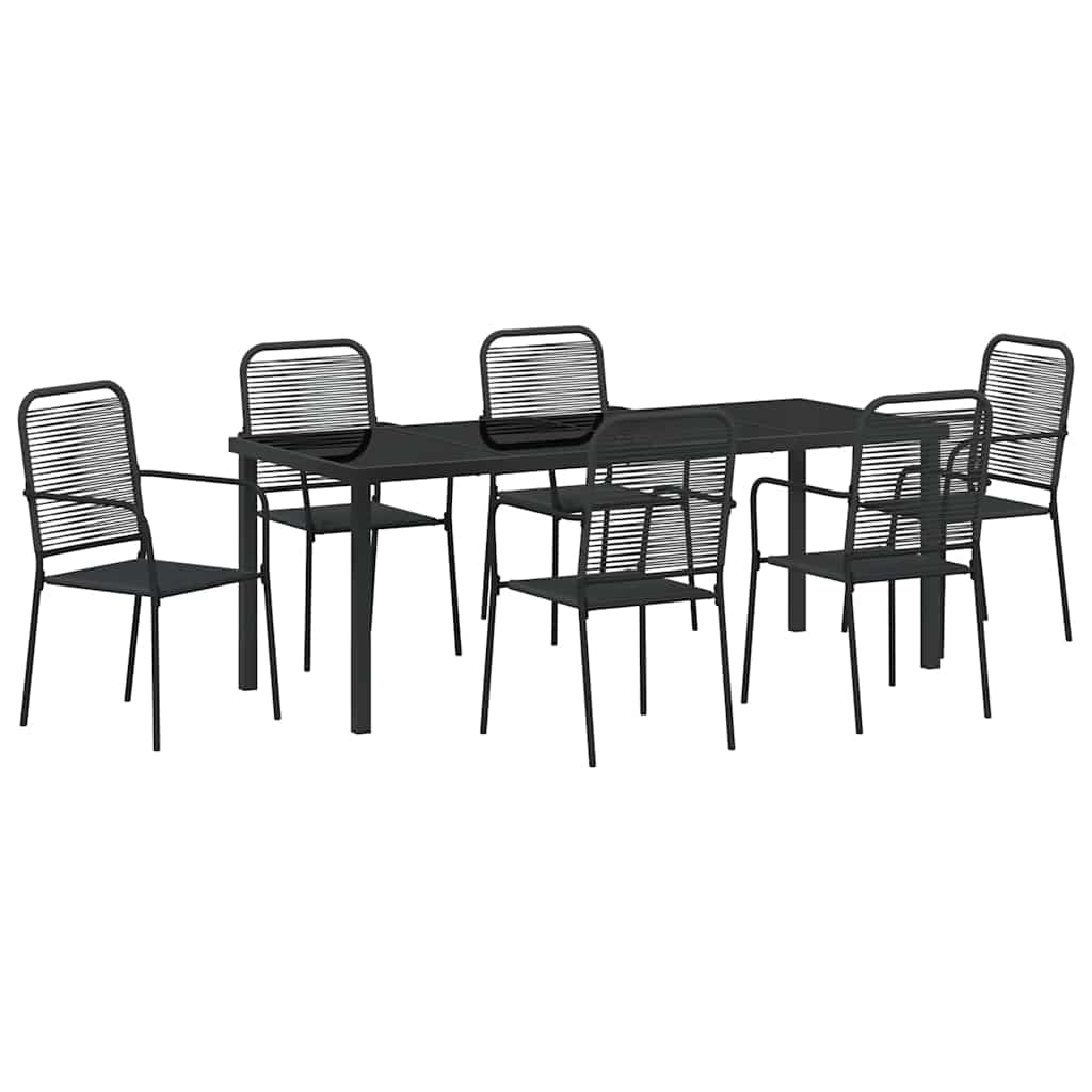 Garden Dining Set 7 pcs Black Powder-Coated Steel
