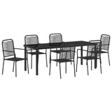 Garden Dining Set 7 pcs Black Powder-Coated Steel