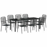 Garden Dining Set 9 pcs Black Powder-Coated Steel