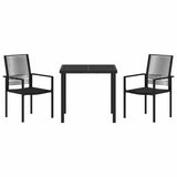 Garden Dining Set 3 pcs Black PVC rattan