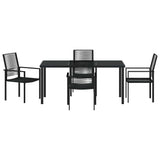 Garden Dining Set 5 pcs Black PVC rattan