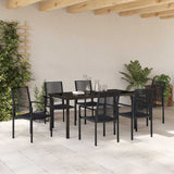 Garden Dining Set 7 pcs Black PVC rattan