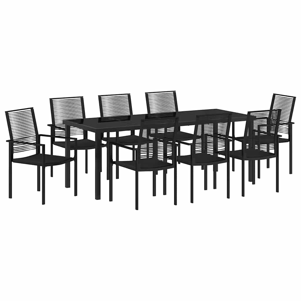 Garden Dining Set 9 pcs Black Powder-Coated Steel
