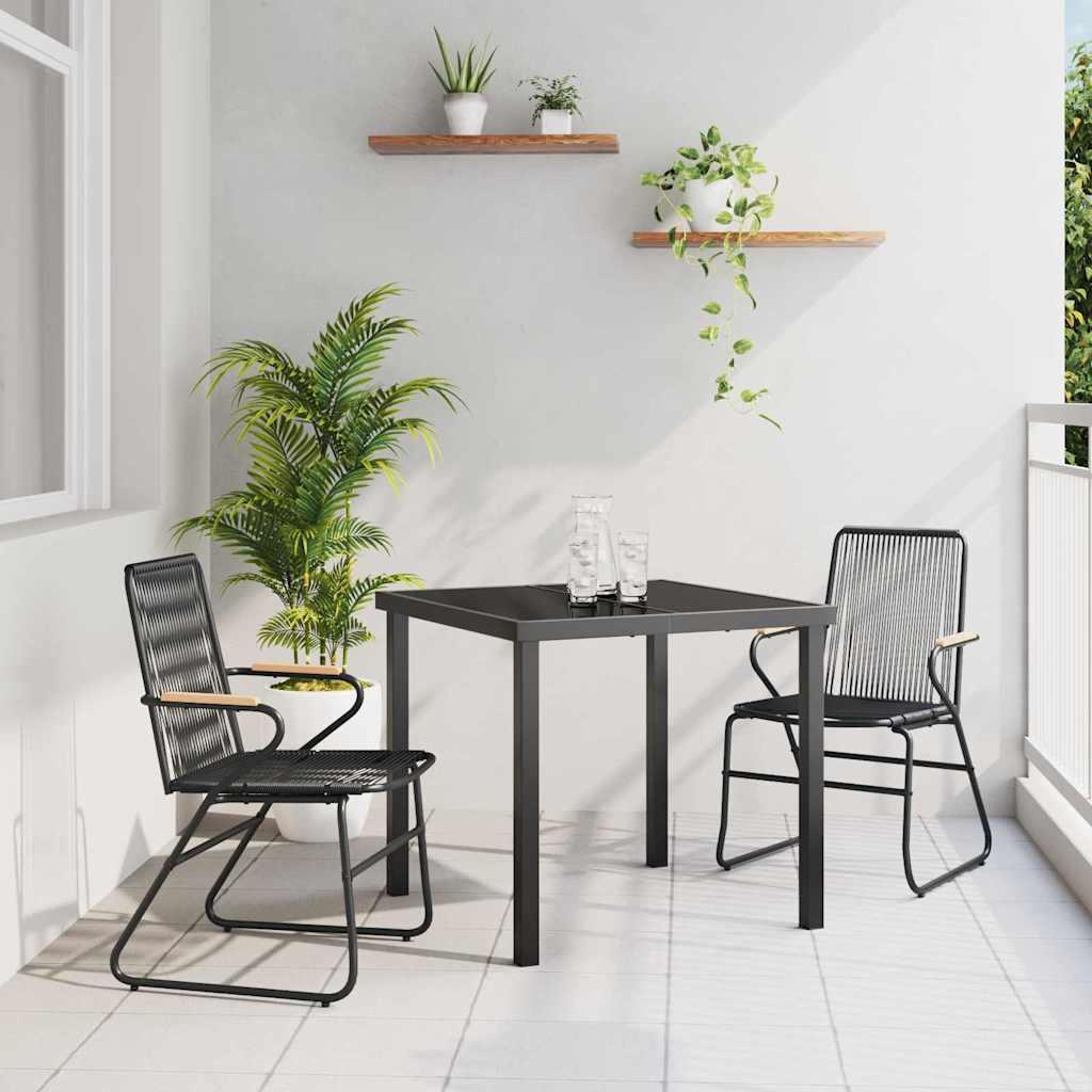 Garden Dining Set 3 pcs Black PVC rattan