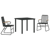 Garden Dining Set 3 pcs Black PVC rattan