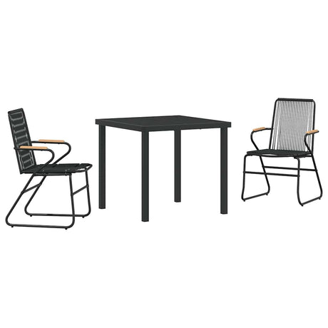 Garden Dining Set 3 pcs Black PVC rattan