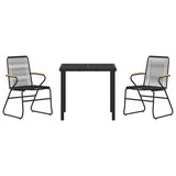 Garden Dining Set 3 pcs Black PVC rattan