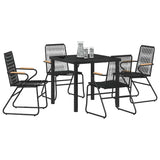 Garden Dining Set 5 pcs Black PVC rattan