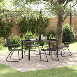Garden Dining Set 5 pcs Black PVC rattan