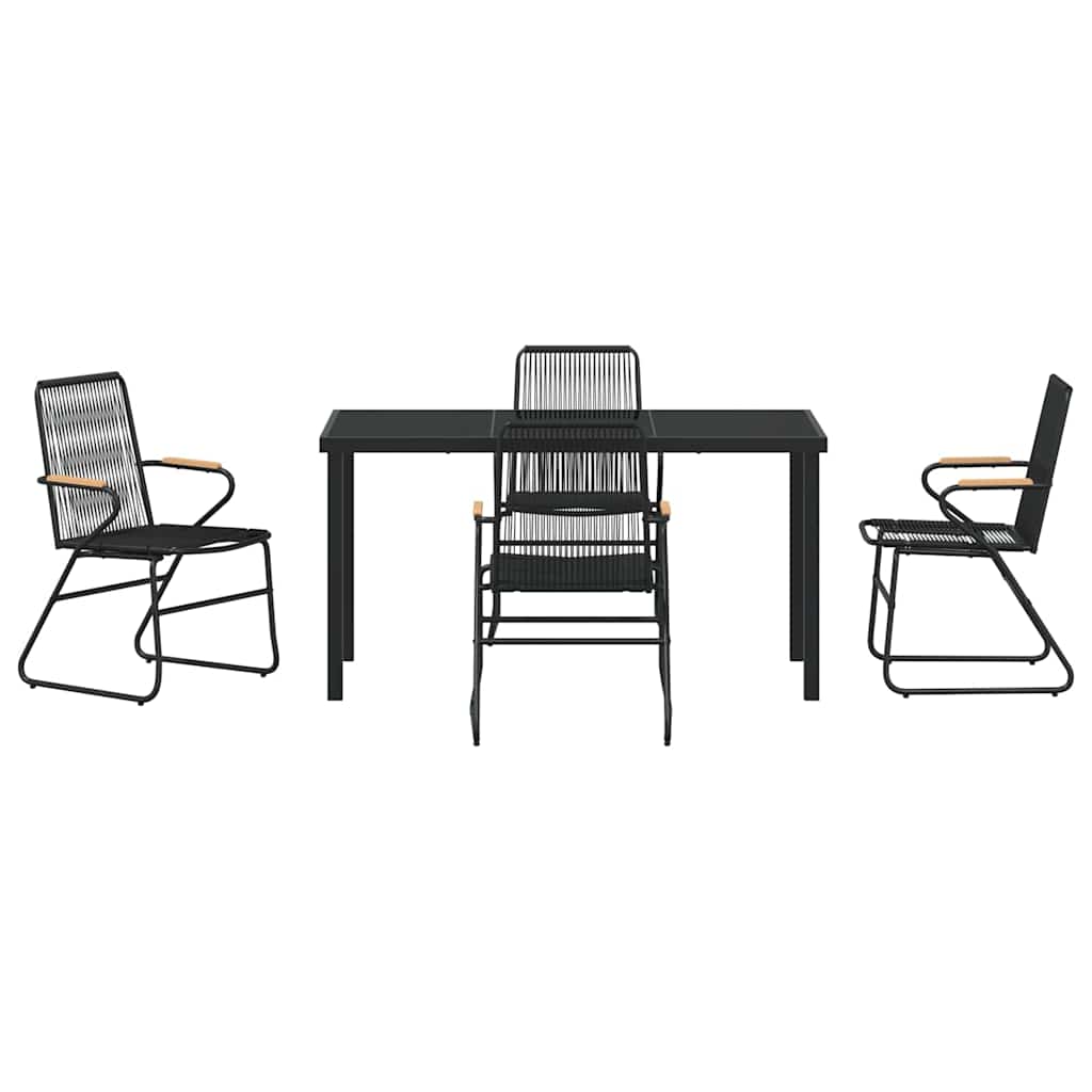 Garden Dining Set 5 pcs Black PVC rattan