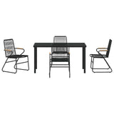 Garden Dining Set 5 pcs Black PVC rattan