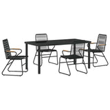 Garden Dining Set 5 pcs Black PVC rattan