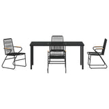 Garden Dining Set 5 pcs Black PVC rattan