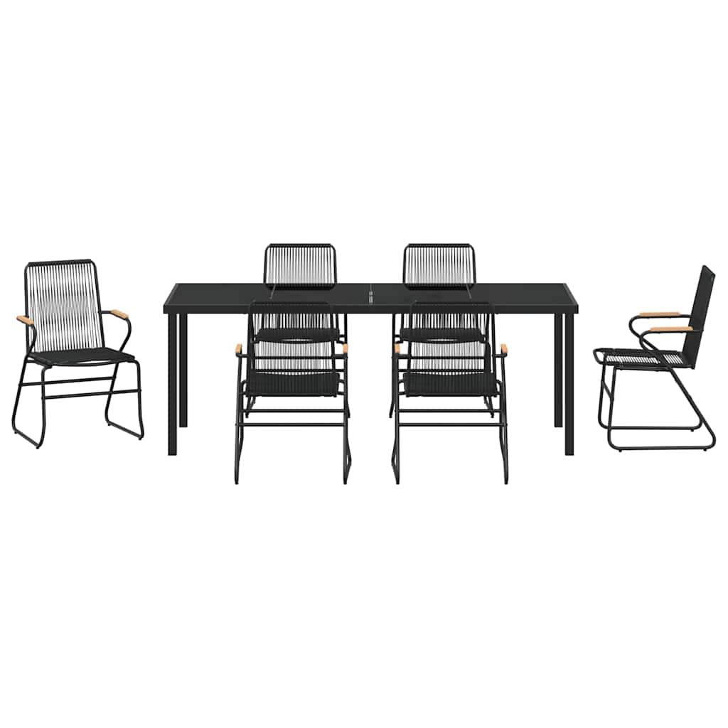 Garden Dining Set 7 pcs Black Powder-Coated Steel