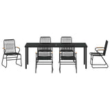 Garden Dining Set 7 pcs Black Powder-Coated Steel