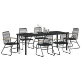 Garden Dining Set 7 pcs Black Powder-Coated Steel
