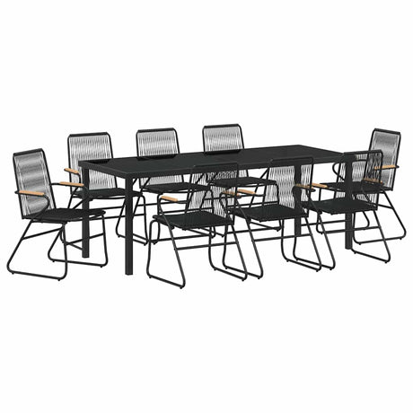 Garden Dining Set 9 pcs Black Powder-Coated Steel