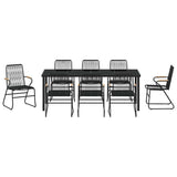 Garden Dining Set 9 pcs Black Powder-Coated Steel