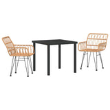 Garden Dining Set 3 pcs Brown Poly rattan