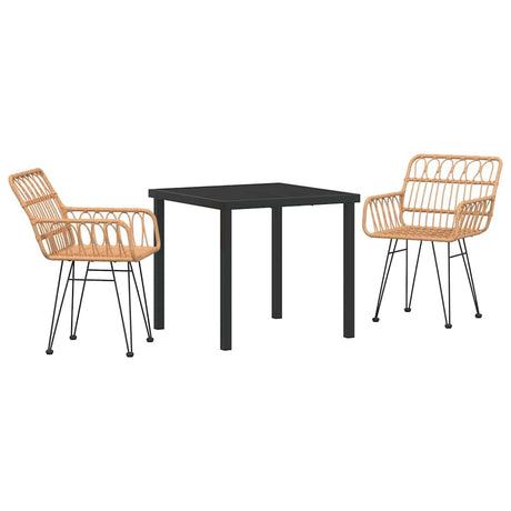 Garden Dining Set 3 pcs Brown Poly rattan