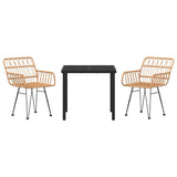 Garden Dining Set 3 pcs Brown Poly rattan