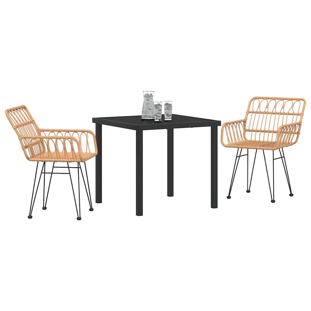 Garden Dining Set 3 pcs Brown Poly rattan