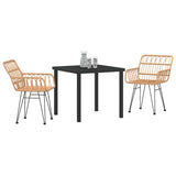 Garden Dining Set 3 pcs Brown Poly rattan