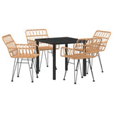 Garden Dining Set 5 pcs Brown Poly rattan