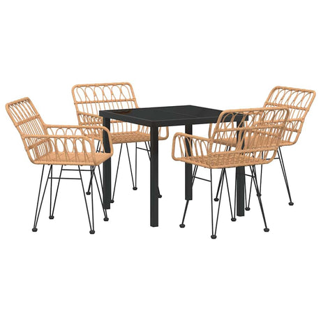 Garden Dining Set 5 pcs Brown Poly rattan