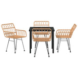 Garden Dining Set 5 pcs Brown Poly rattan
