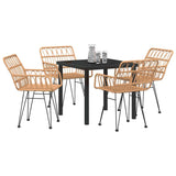 Garden Dining Set 5 pcs Brown Poly rattan