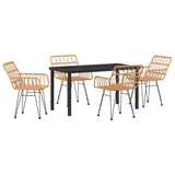 Garden Dining Set 5 pcs Brown Poly rattan